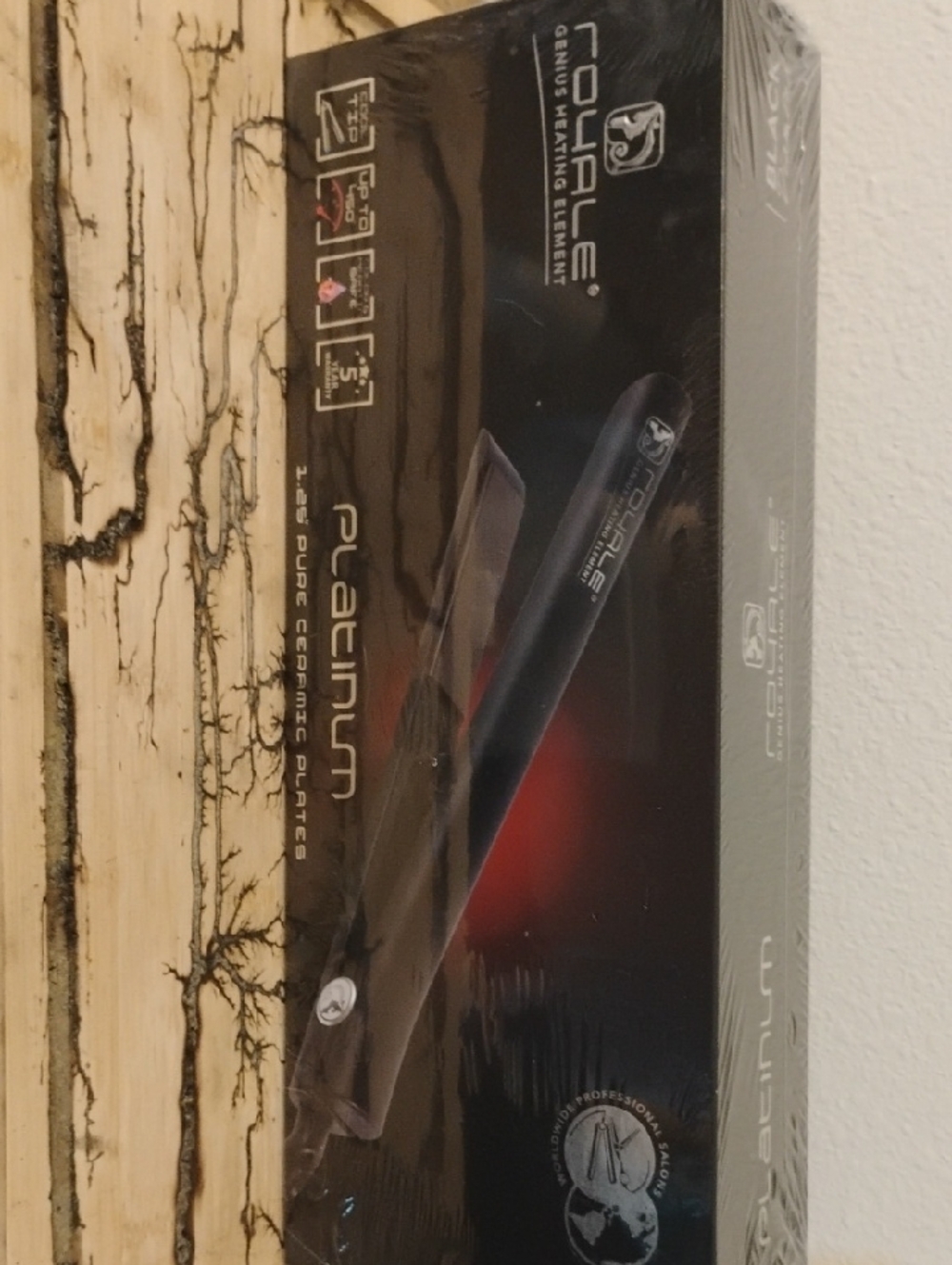 ROYALE Platinum Black Hair Straightener - Black 1.25" NIB